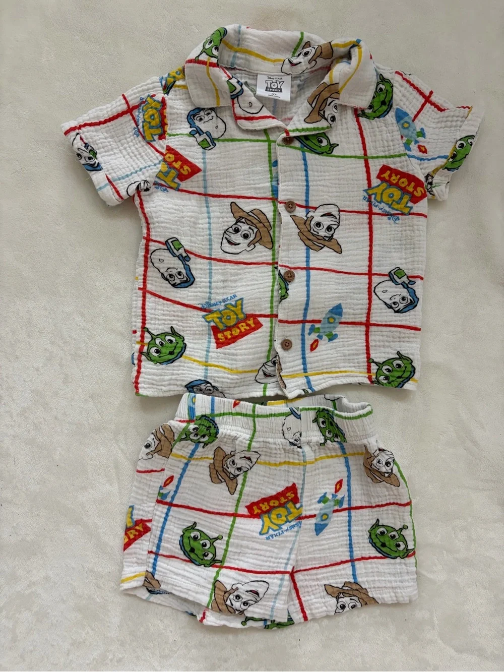 Toy Story Cotton Set - White with Multicolor Prints